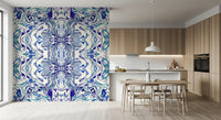 Blue & Teal Contemporary Ornamental Tile -  ANDORRA Wall Mural Wall Mural