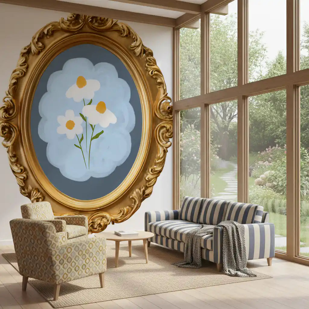 Gold Frame Daisy Wall Mural