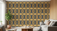 Cobalt Blue & Yellow Retro Geometric Medallion - MOSQUITO  Wallpaper⁠