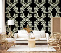 Black & Ivory Diamond Floral Lattice – CARDAMINE Wallpaper⁠