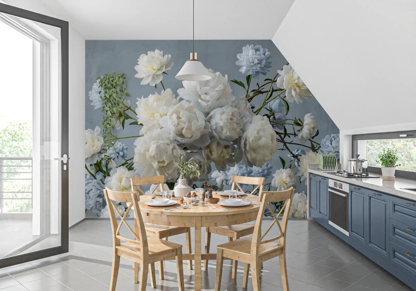 Ethereal Blue Blossom Wall Mural