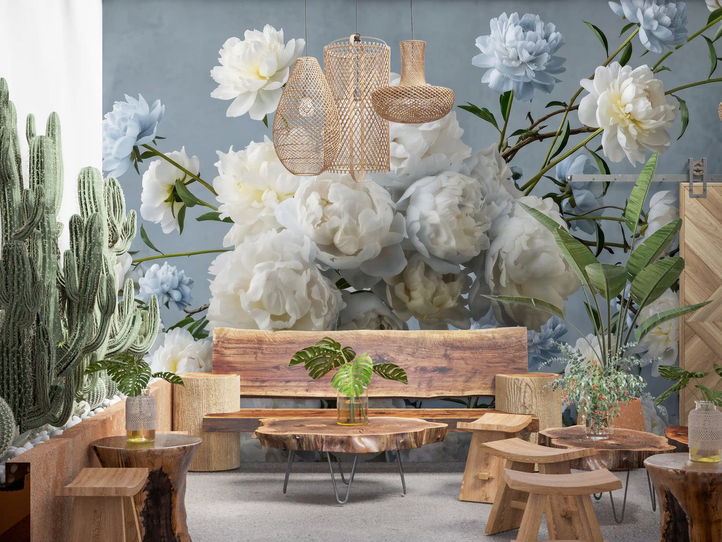 Ethereal Blue Blossom Wall Mural