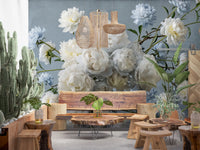 Ethereal Blue Blossom Wall Mural