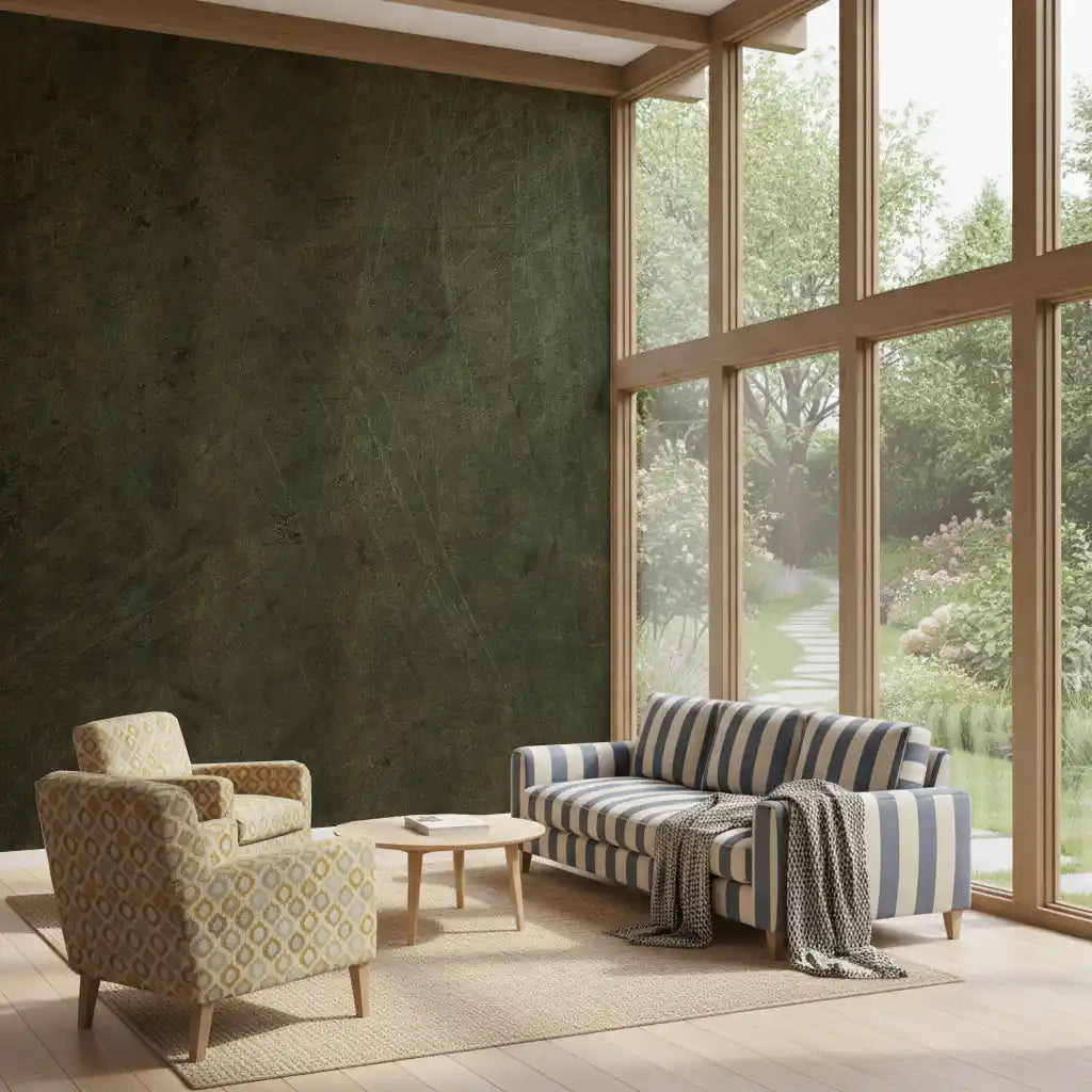 Scratched Suede - Dark Olive Wall Mural