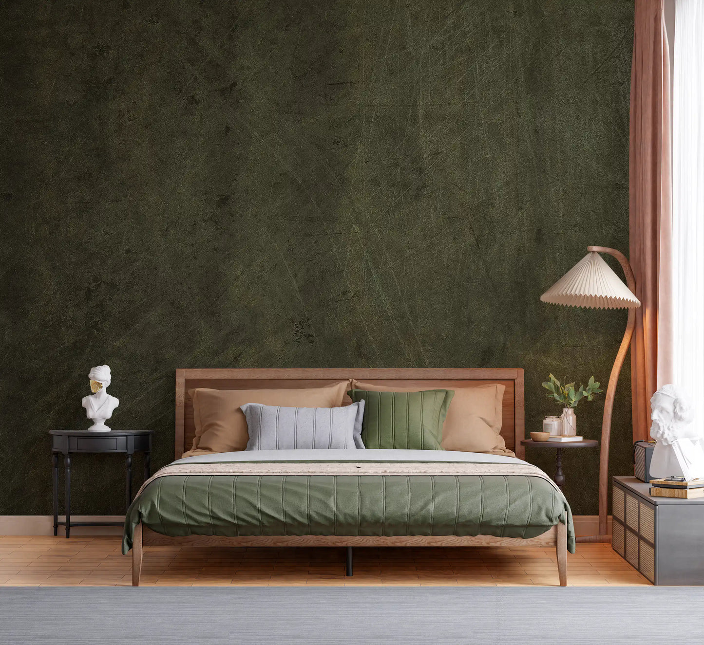 Scratched Suede - Dark Olive Wall Mural