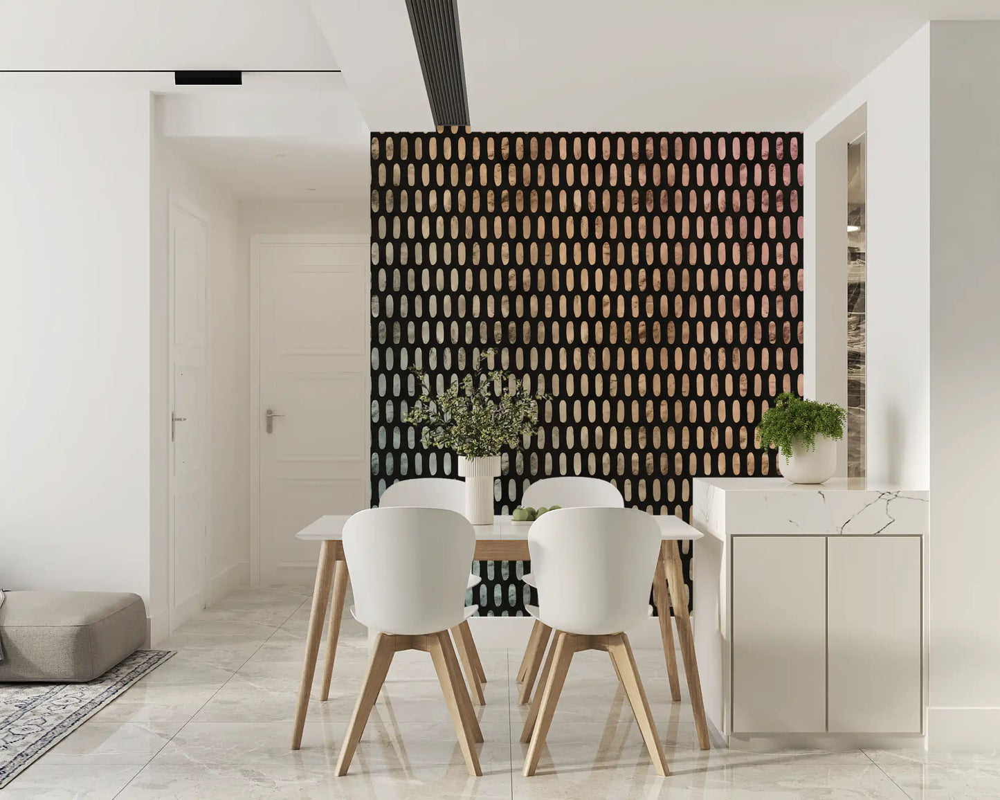 Iridescent Ovals on Black Wall Mural
