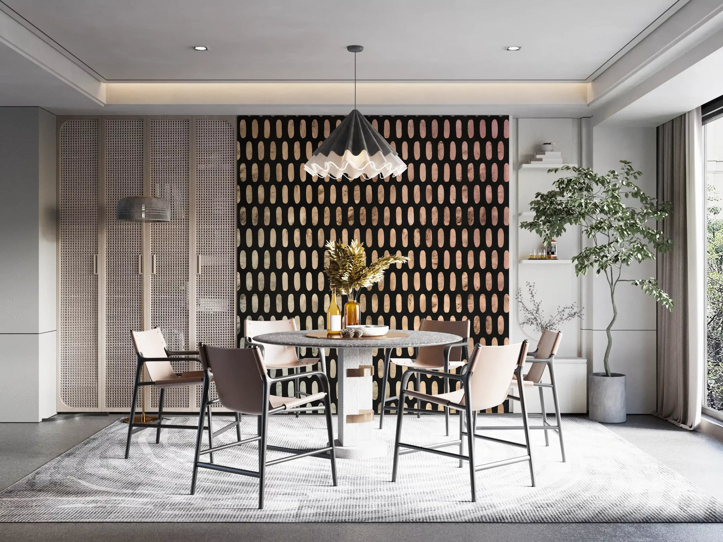Iridescent Ovals on Black Wall Mural