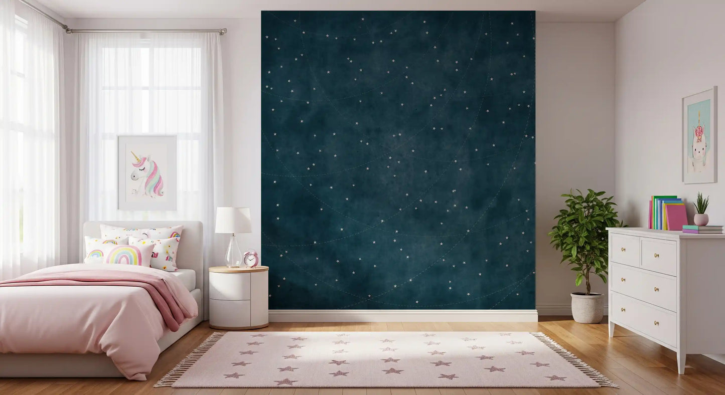 Starry Map - Midnight Blue Wall Mural
