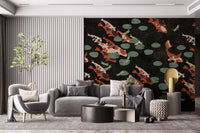 Koi Pond with Dragonflies Wall Mural