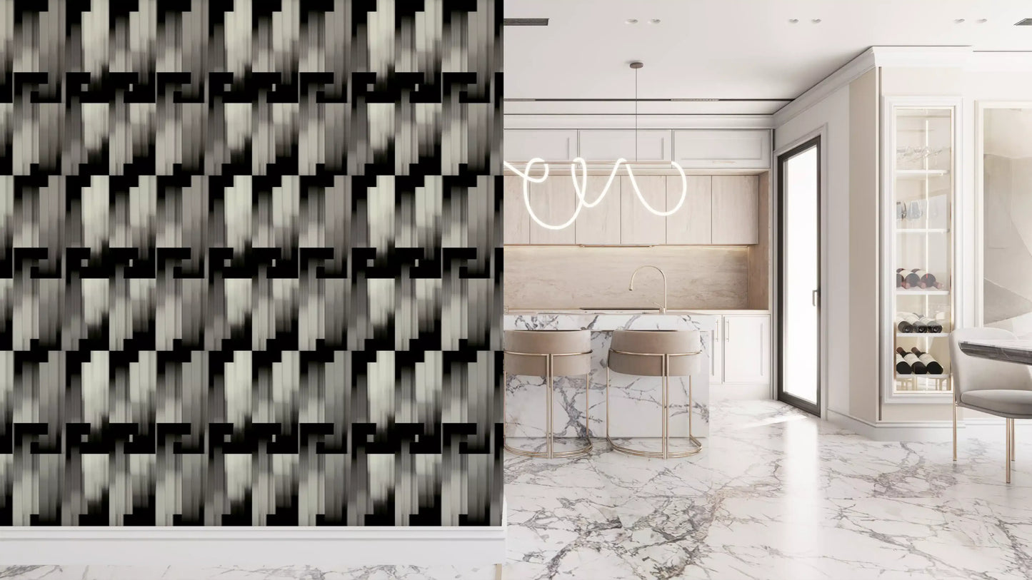 Monochrome Geometric Pre-Columbian - MOCHE Wallpaper⁠