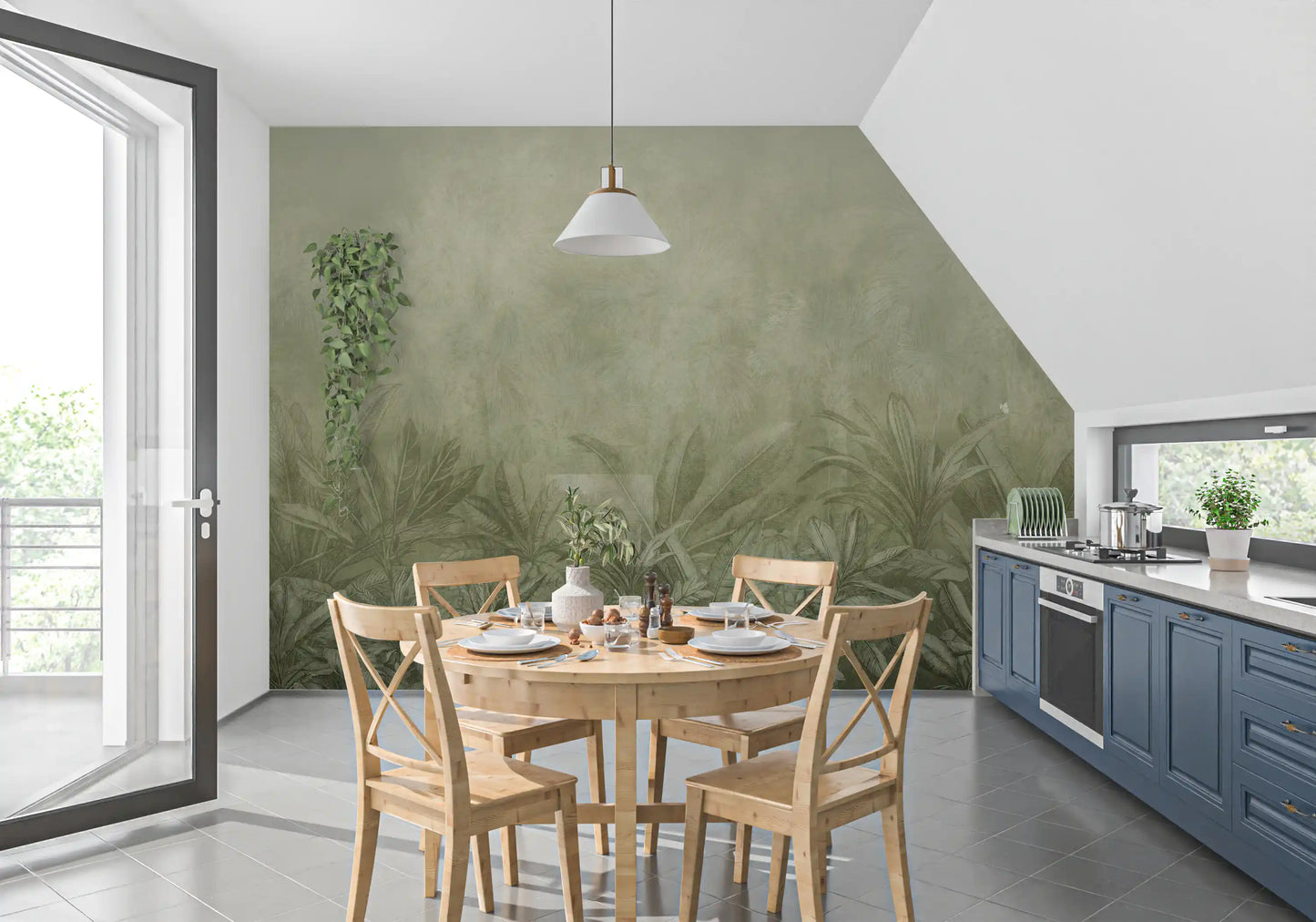 Jungle Mists - Olive Wall Mural