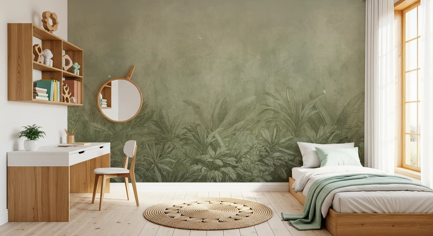 Jungle Mists - Olive Wall Mural