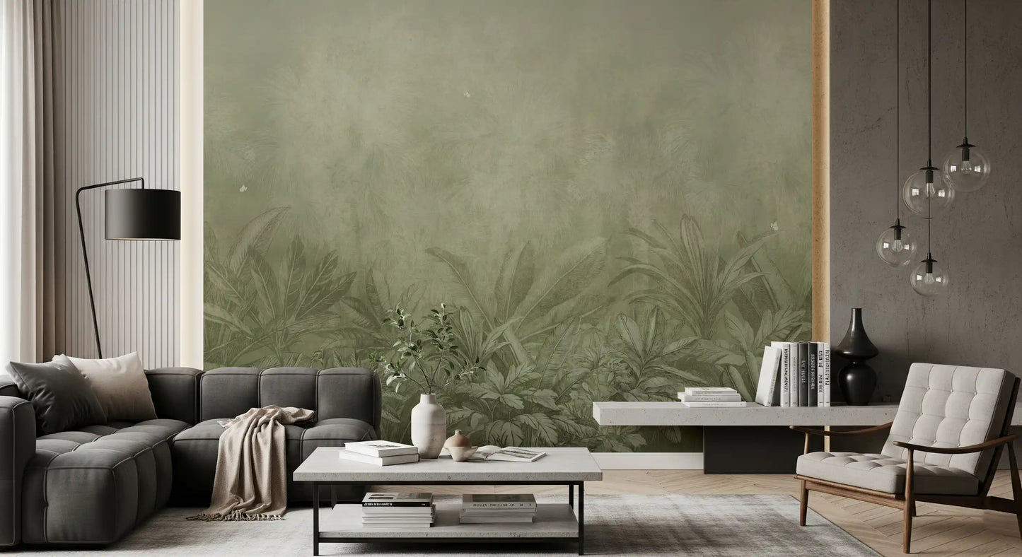Jungle Mists - Olive Wall Mural