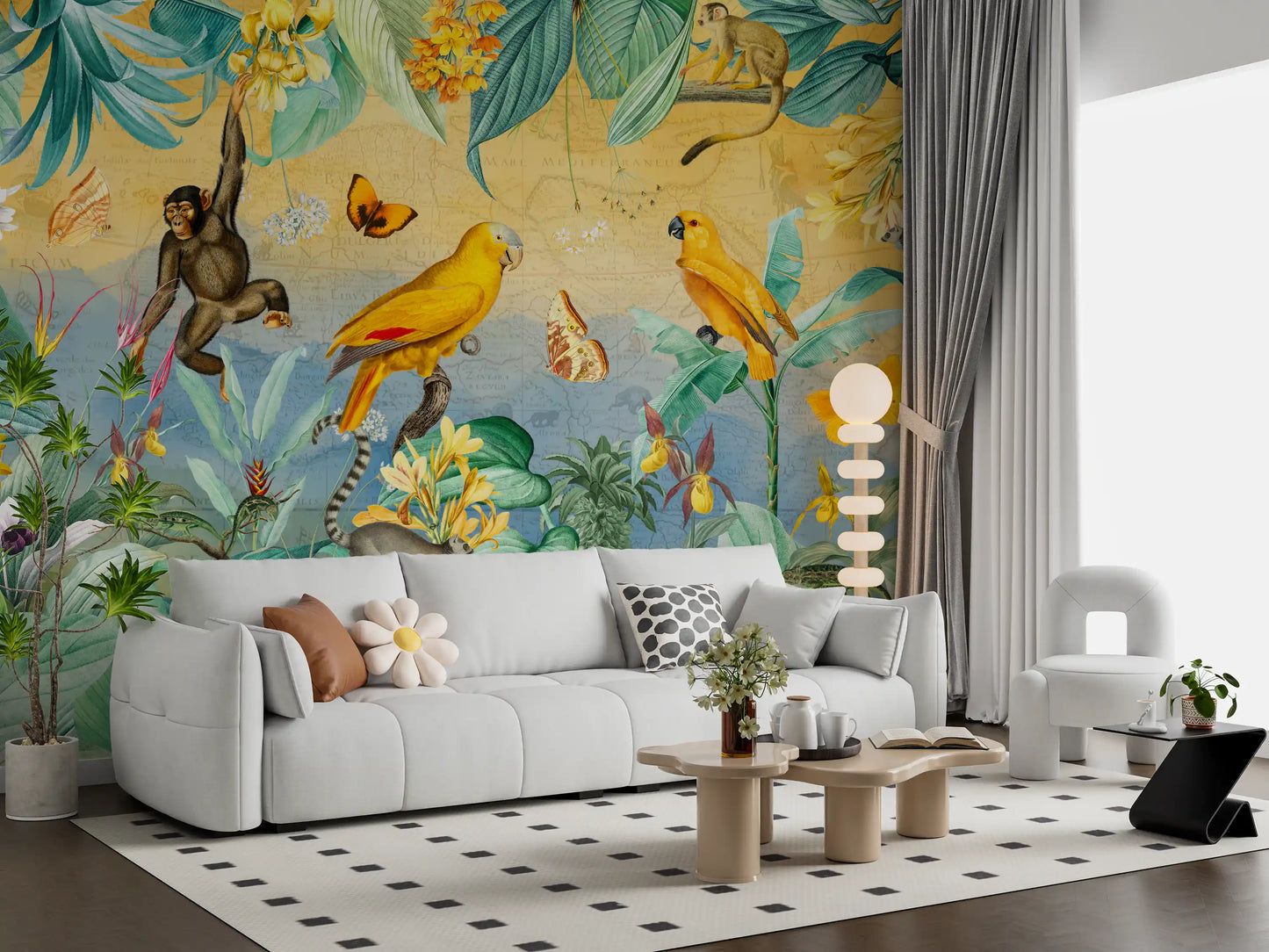 Botanical Jungle Adventure Scene Wall Mural