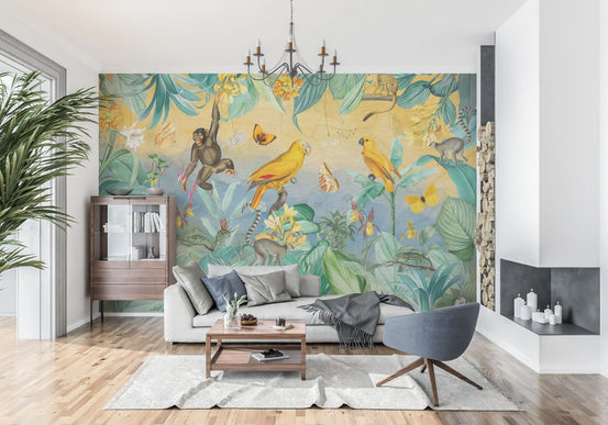 Botanical Jungle Adventure Scene Wall Mural