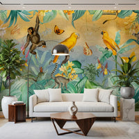 Botanical Jungle Adventure Scene Wall Mural