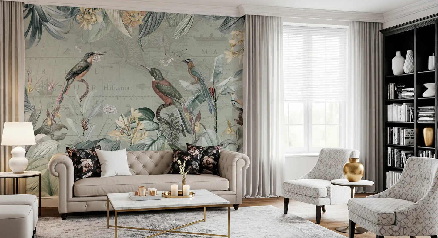 Vintage Explorer Tropical Garden Wall Mural