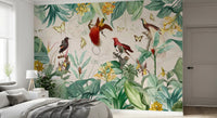 Vintage Botanical Bird Haven Wall Mural