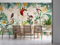 Vintage Botanical Bird Haven Wall Mural