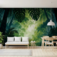 Misty Tropical Rainforest Canopy Wall Mural