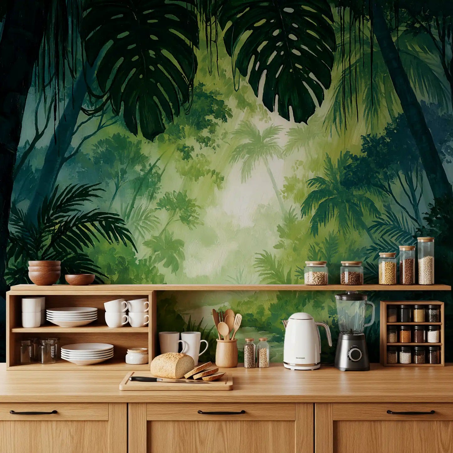 Misty Tropical Rainforest Canopy Wall Mural