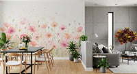 Soft Watercolor Poppy Meadow Wall Mural