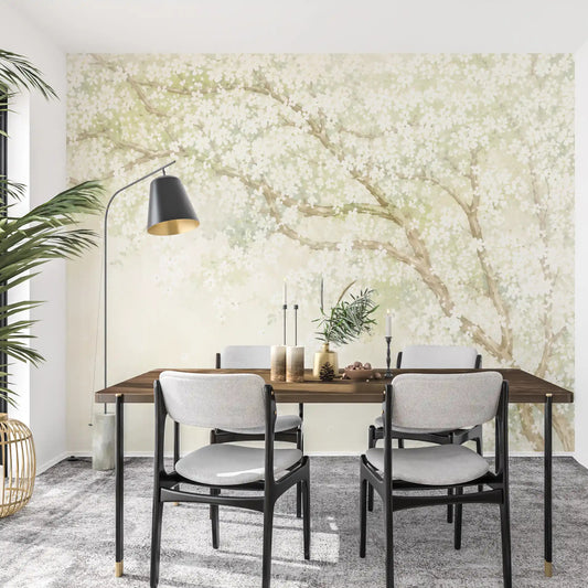 Blossom branches sweep across a dining room, Spring Orchard wall mural GD11550
