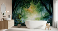 Sunlit Emerald Foliage Impression Wall Mural