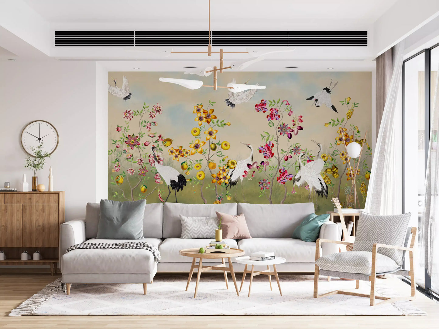 Golden Bloom and Avian Flight Mural Wall Mural