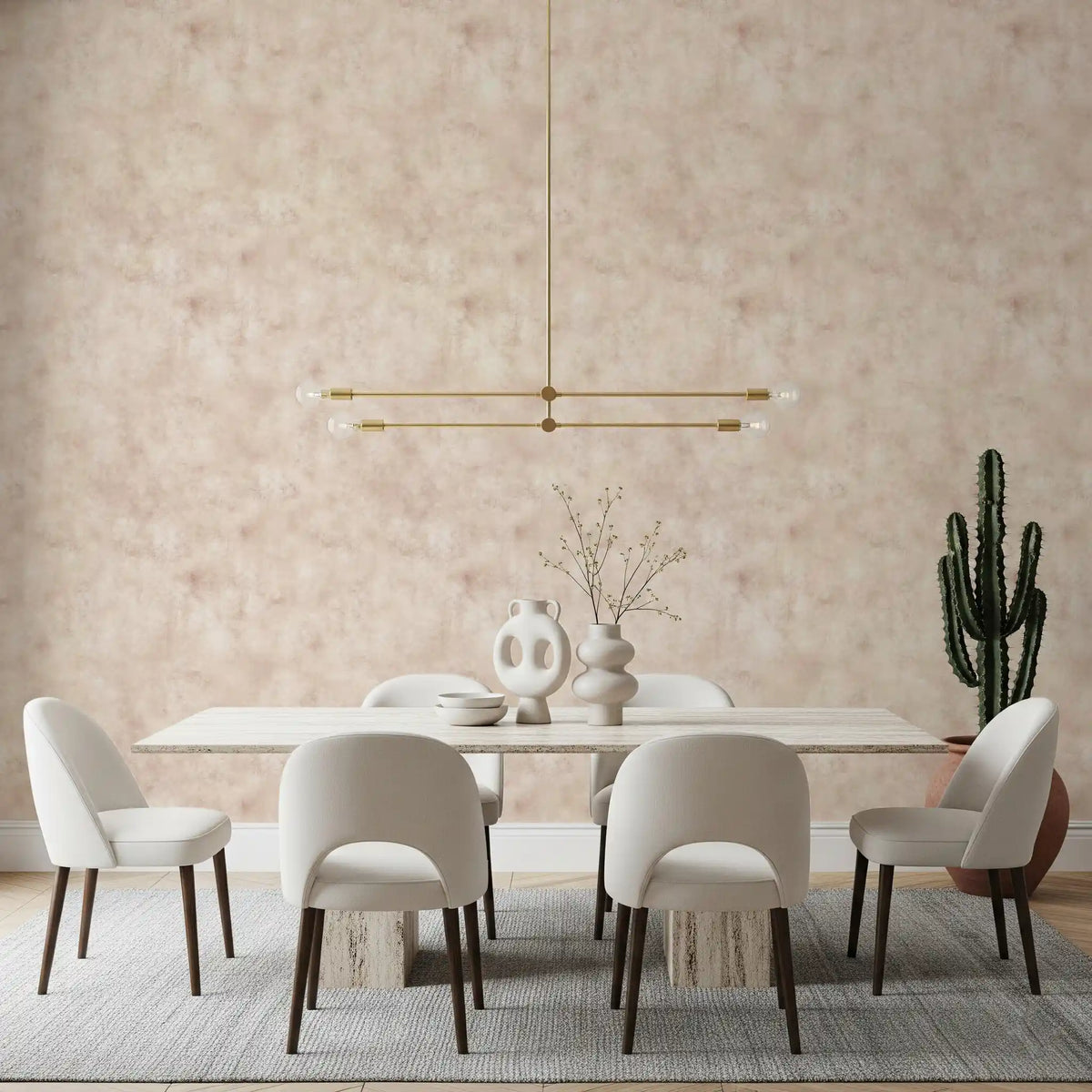 Warm living room styled with the Painterly Soft Blush wallpaper, GD11557
