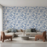 Azure Brushstroke Botanical Wallpaper⁠