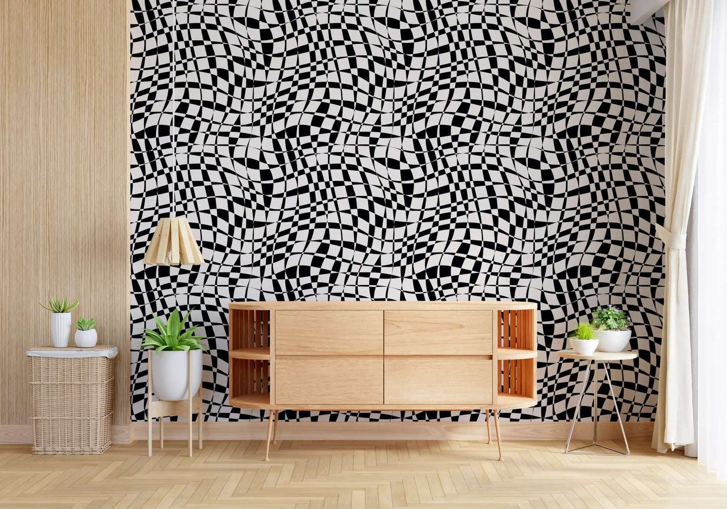 Warped Monochrome Checkerboard Wallpaper⁠