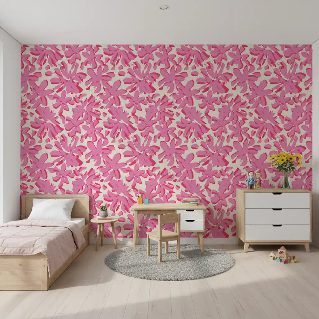 Abstract Pink Floral Brushstrokes Wallpaper⁠