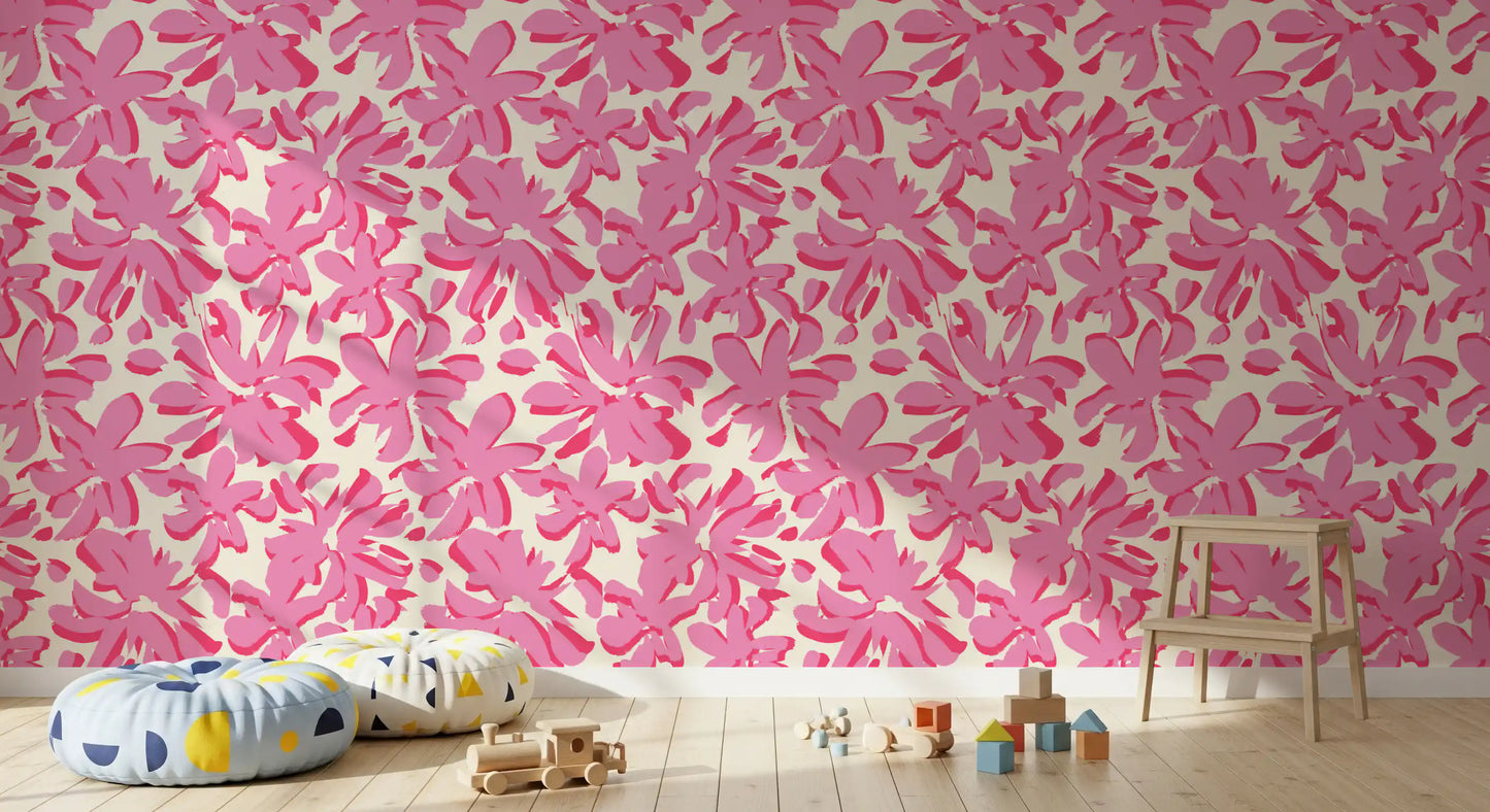 Abstract Pink Floral Brushstrokes Wallpaper⁠