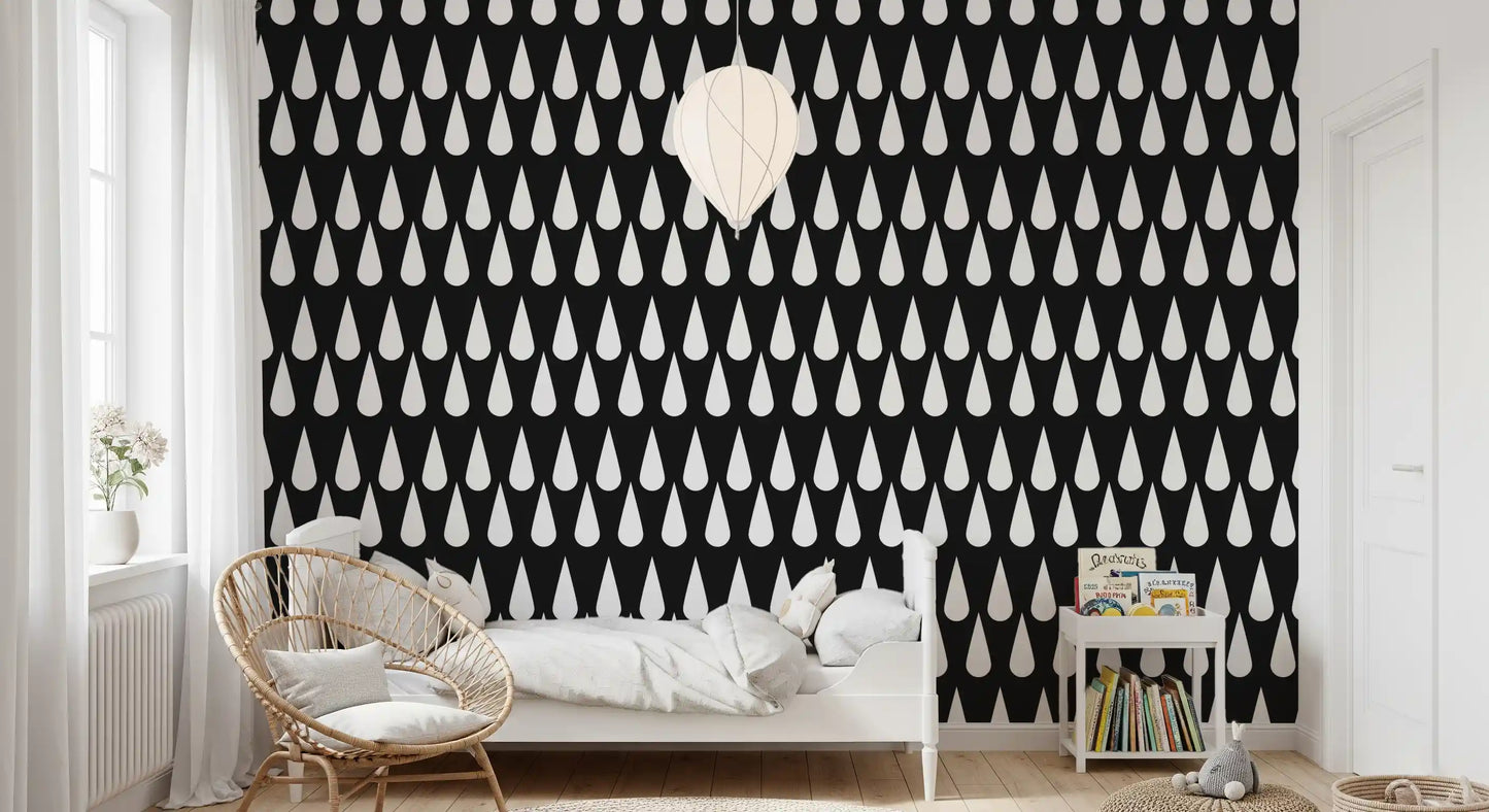 Minimalist Monochrome Raindrop Pattern Wallpaper⁠
