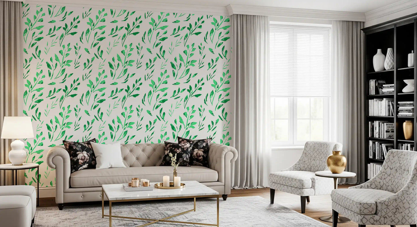 Hand-Drawn Greenery Garden Wallpaper⁠