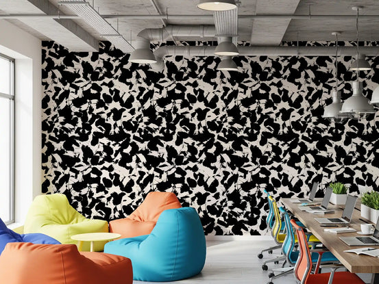 Ink Splatter marks scatter on the wallpaper in a bold office area GD11597