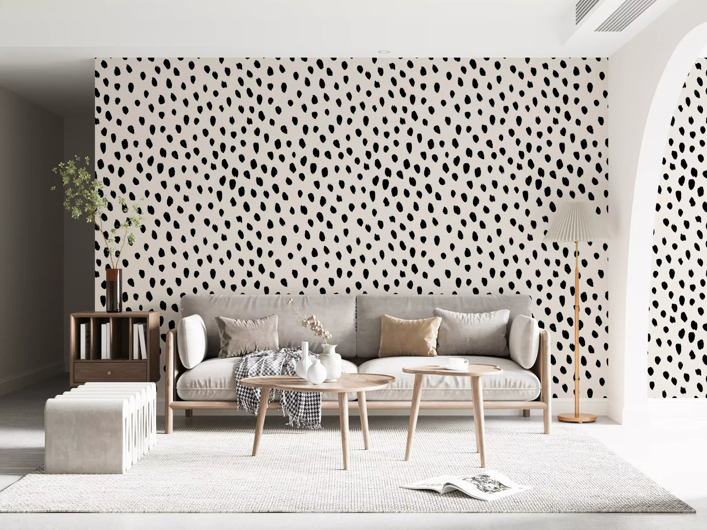 Minimalist Painted Dotted Pattern Wallpaper⁠