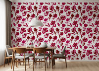 Bold fuchsia blooms scatter across the Vibrant Fuchsia Floral wallpaper GD11599