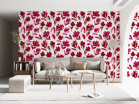 A bold painterly floral fills a lounge, Vibrant Fuchsia Floral wallpaper GD11599