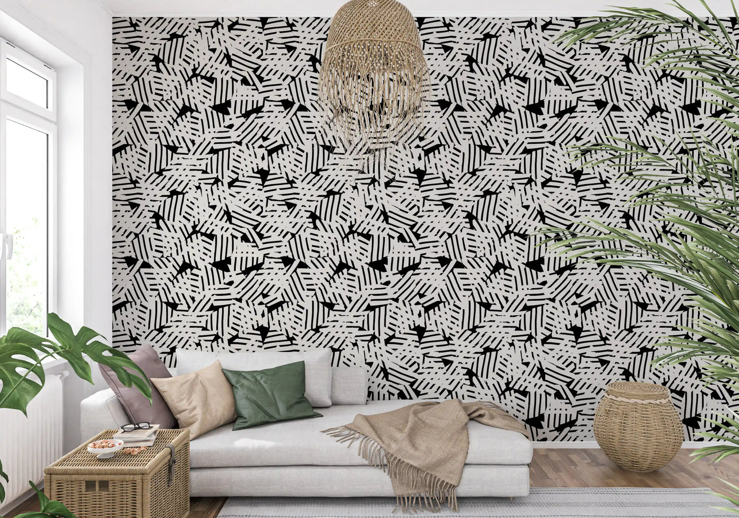 Monochrome Geometric Grid Wallpaper⁠