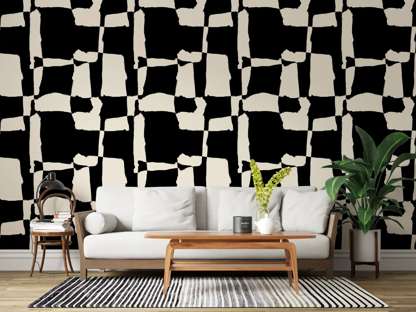 Hand-Drawn Monochrome Blocks Wallpaper⁠