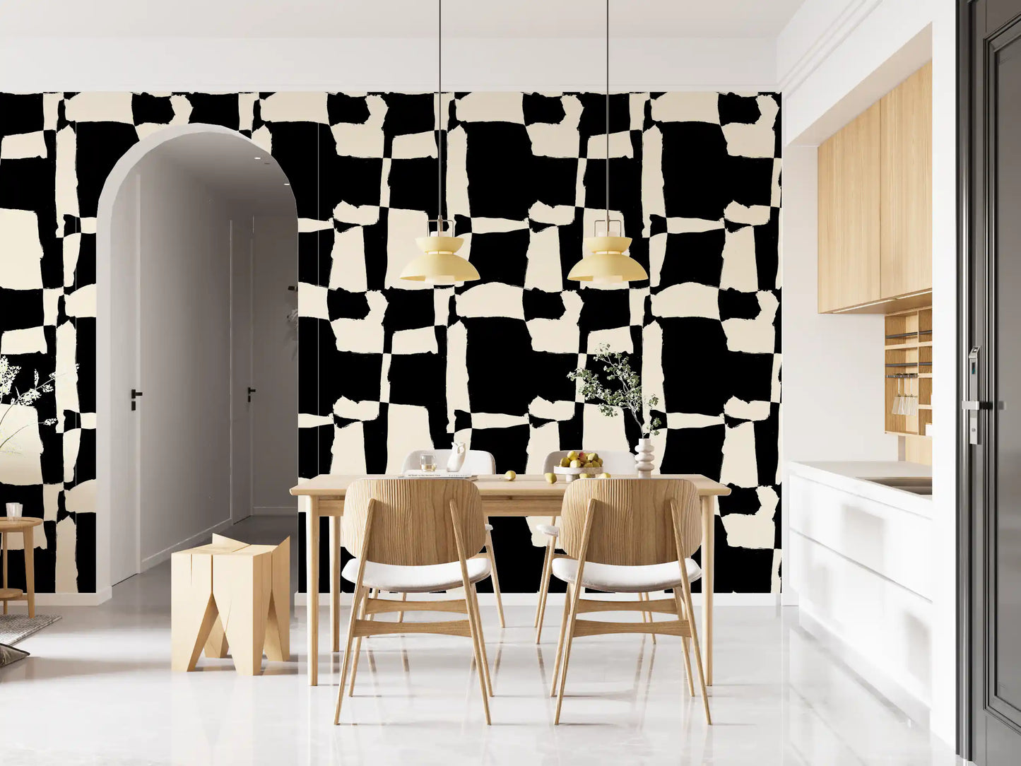 Hand-Drawn Monochrome Blocks Wallpaper⁠