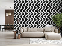 Abstract Painted Wave Motif Wallpaper⁠