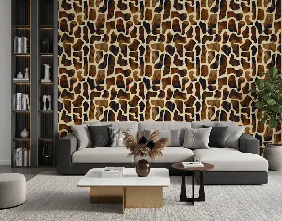 Living room span dressed in the rustic stone texture wallpaper GD11607
