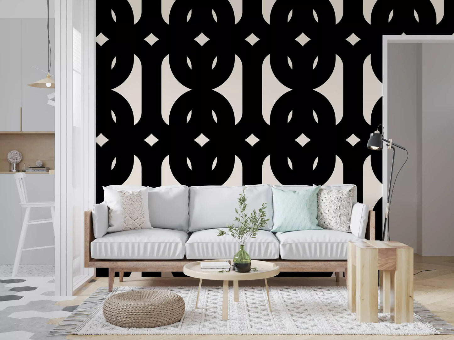 Graphic Modern Interlocking Pattern Wallpaper⁠