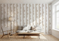 Muted beige wave stripe wallpaper styling a modern living room interior GD11614
