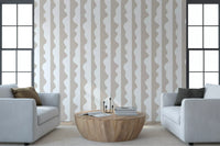 Rounded wave stripes wallpaper easing a neutral living room scheme GD11614