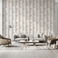 Vertical beige waves on wallpaper set a relaxed living room mood GD11614
