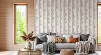 Neutral wave stripes wallpaper wrapping a quiet lounge in greige tones GD11614
